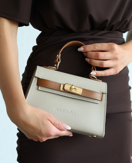 Ignatia XS Cappuccino|Rudy – skórzana torebka damska mini