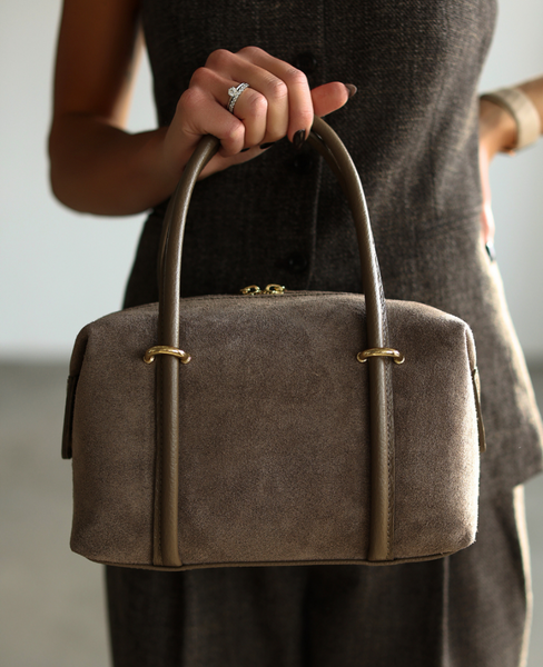 Barleta XS Taupe - skórzany kuferek mały